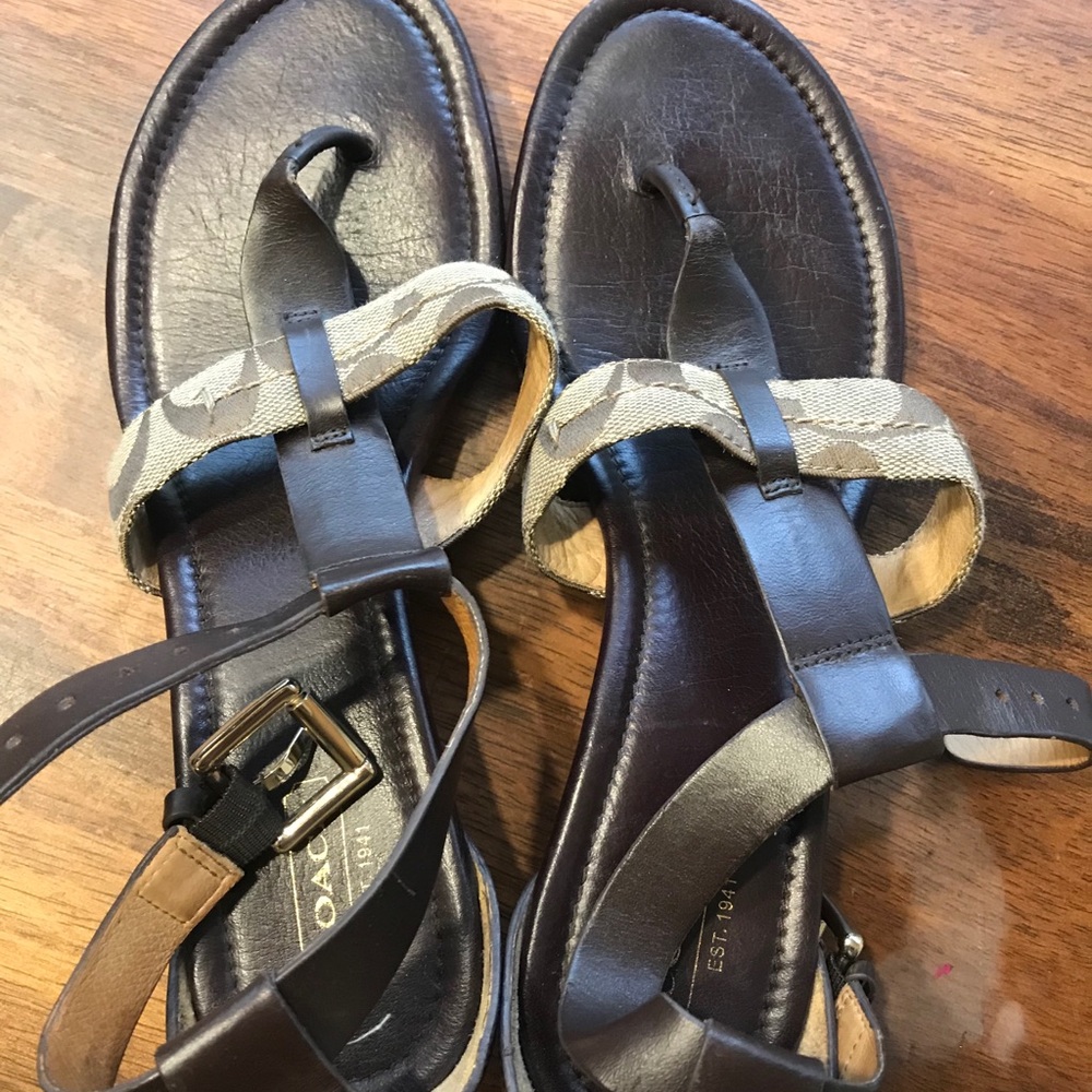 brown coach sandals